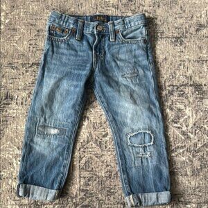 Ralph Lauren Blue Relaxed Fit Jeans with Distressed Details   kids size 3T SOLD